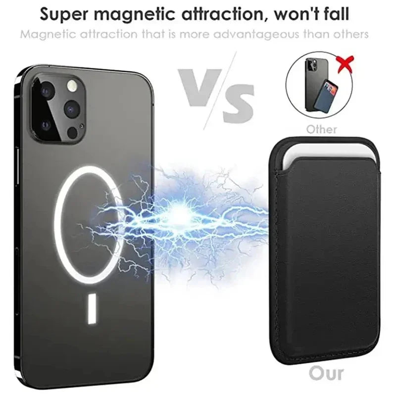 Original for Magsafe wallet Magnetic Card holder Case For iPhone 13 17 16 15 12 14 Pro Max Samsung Leather Bag With Box Cover